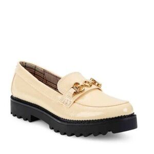 Circus by Sam Edelman Cream Patent Loafers with Gold Chain